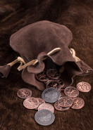 Semišový kožený mešec na mince, tmavohnedý